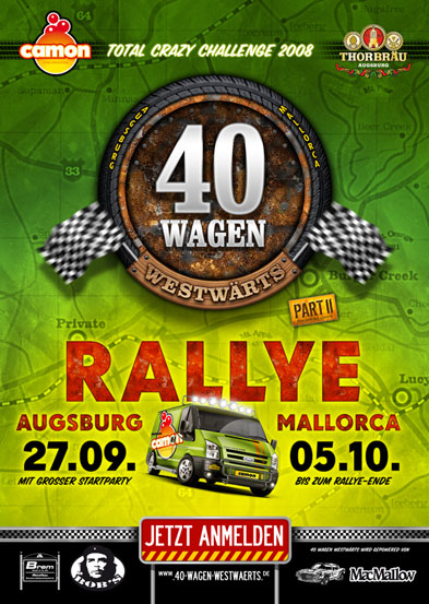 40 Wagen Westwärts rallye plakat