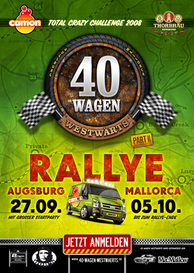 40 Wagen Westwärts rallye plakat