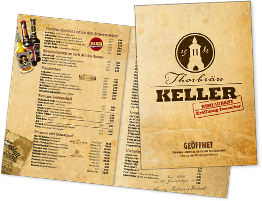 Speisekarten Getränkekarten Gestaltung Thorbräukeller